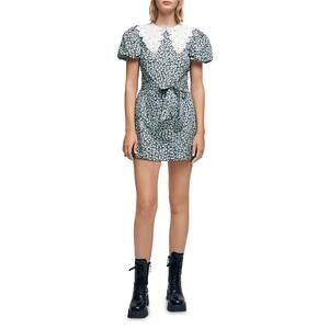 Maje 'Flower' Blue Short Sleeve Floral Mini Dress Size XS